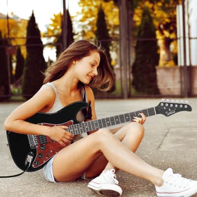 Glarry GST Electric Guitar HSH Pickup Rosewood Fingerboard Black image 7