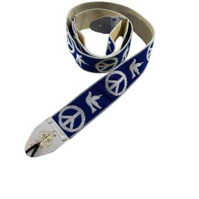 ACE 2" WOODSTOCK BLUE PEACE & DOVE GUITAR STRAP image 1