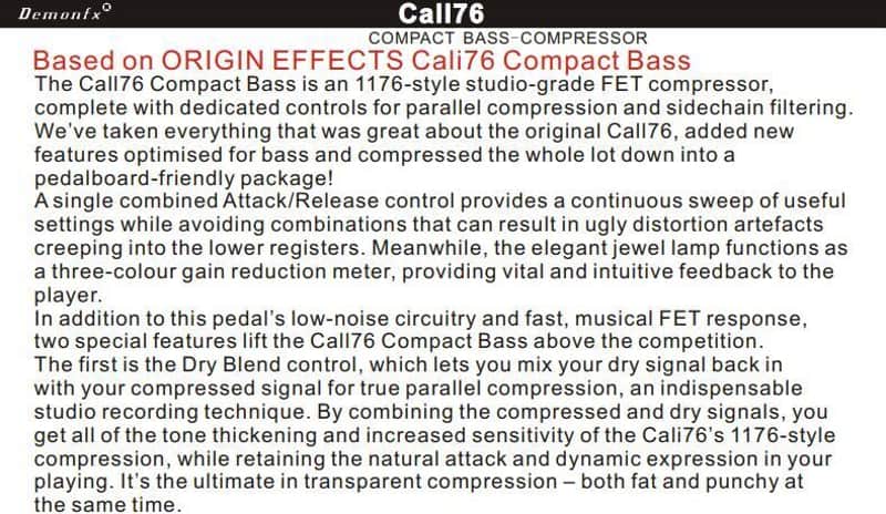 Demonfx CALL76 Compact Bass Compressor Effect Pedal | Reverb