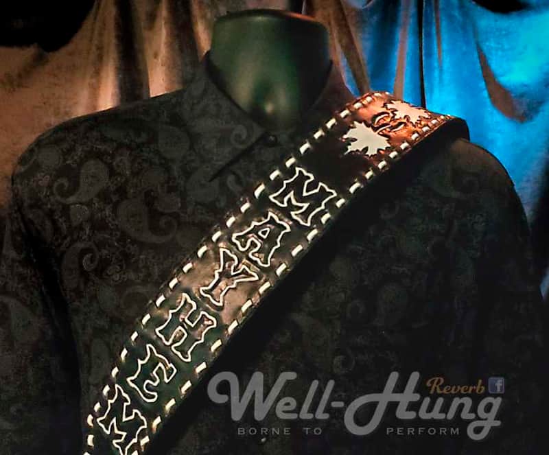 Well-Hung "MAYHEM" 3" padded leather guitar strap hand-tooled/dyed image 1