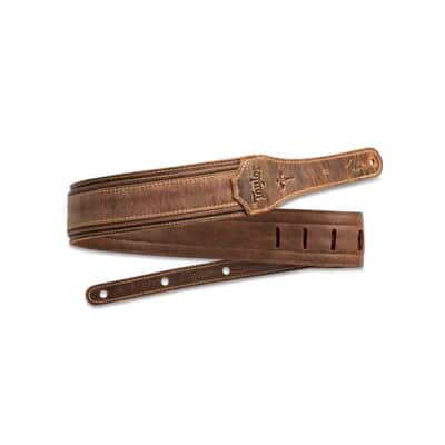 Taylor Wings Distressed Leather Guitar Strap Dark Brown image 1