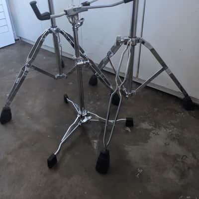 DW, Roland, Gibraltar - DW Flat Snare Stand, 2 x Roland Cymbal Boom/L-Rod stands, Gibraltar Cymbal Clamp - Silver image 5