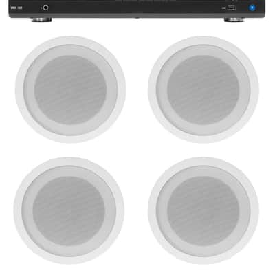 JBL Commercial 70v Amp+(4) White 5" Ceiling Speakers For Restaurant/Bar/Cafe image 1