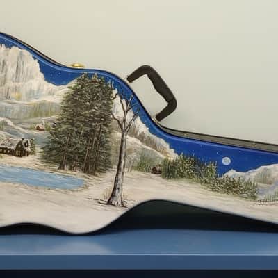 Juliana's Art Full of Love - Dreadnought Arch Top Guitar Case - "Snow" - a Tribute to Per-Olov Kindgren [2024] - Hand Painted Custom Artwork image 7