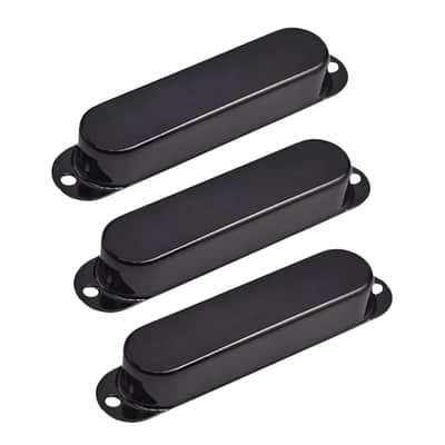 Stratocaster Metal Single Coil Pickup Covers (No Holes) - Black 3 Pcs image 3