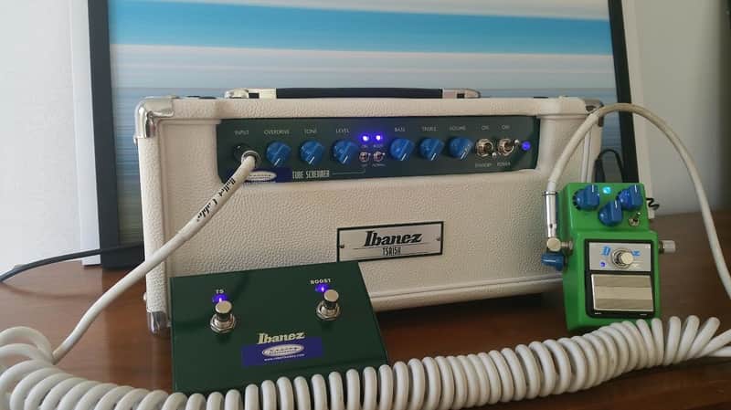 Keeley Modified Ibanez Tube Screamer TSA15H 15w/5w Amp Head White/Green/Blue image 1