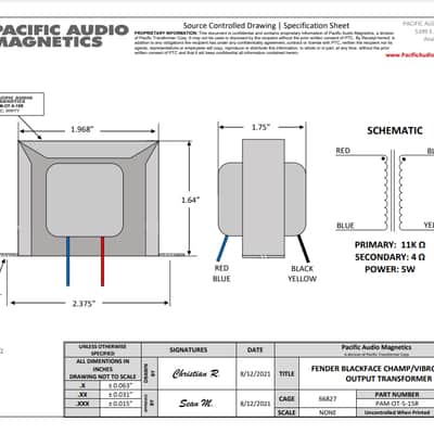 Pacific Transformer Fender Blackface Champ/Vibro-Champ Output Transformer 2022 image 3