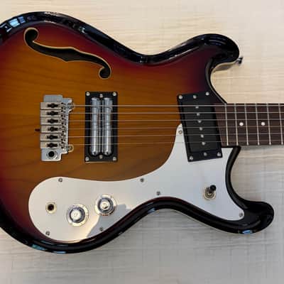 Danelectro 66BT Baritone Semi-Hollow Electric Guitar - 3-Tone Sunburst image 2