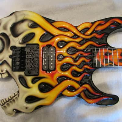 ESP Carved Flaming Skull 1995 - Flaming Skull image 1