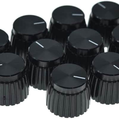 10pcs Guitar AMP Amplifier Push on fit Knobs Black with Black Cap for Marshall Amplifiers with 6mm diameter Pots image 1