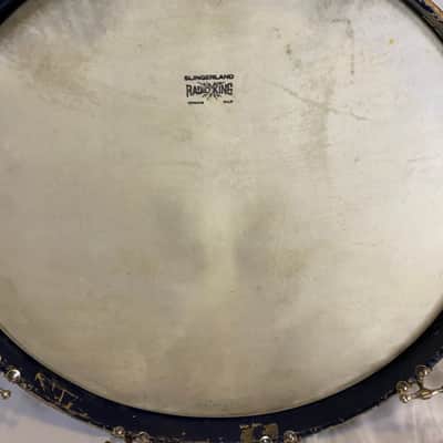 Slingerland Swingster Ensemble 22x12 Bass Drum and 14x5.5 Student Model Radio King 1955-1959 Blue/silver duco image 8