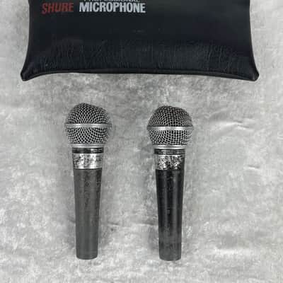 Lot of 2 old logo dual impedance Shure SM-58 microphones mics image 1