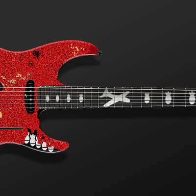 (Pre-Order) ESP Custom Shop George Lynch - Red Sparkle Painted Over Kamikaze-I Graphic Distressed With Matching Headstock image 4