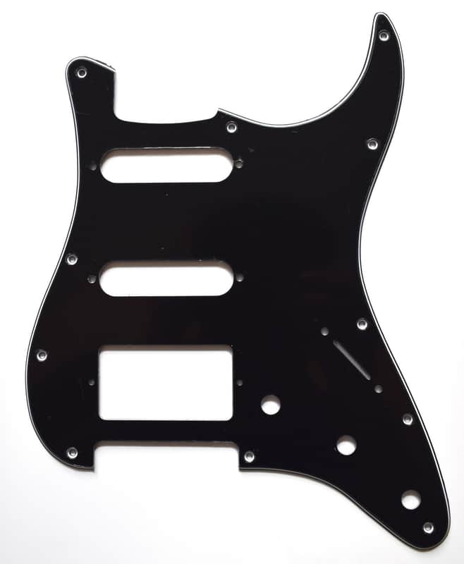 Black Stratocaster SSH Pickguard, 3ply 11holes image 1
