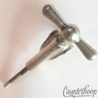 *Leedy 1x Bowtie Tension T-Rod+Claw Vintage 30s Nickel Bass Drum Faucet Set USA* image 2
