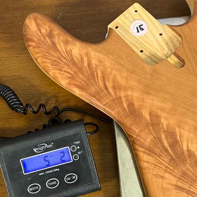 NOS High End Offset Bass Body – Highly figured Feathered Crotch American Cherry Top / Swamp Ash Back –Limited Supply R15 image 8