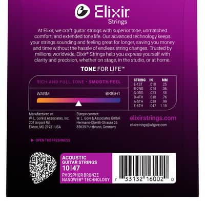 Elixir Nanoweb Phosphor Bronze 10–47 Acoustic Strings image 2