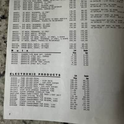Chandler Stratocaster Replacement Body Brochure & Dealer Price List 1986 image 6