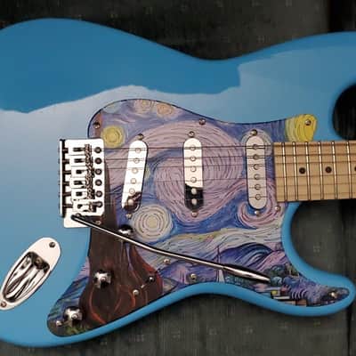 ~Cashified~ Indio Classic Stratocaster Style Electric Guitar w/Van Gogh "Starry Night" Pickguard image 1