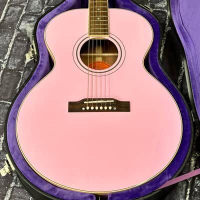 Epiphone J-180 LS Jumbo Ac/El Inspred by Gibson Pink w/Case Auth Dlr #266 image 9