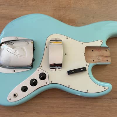 Original and complete 2014 Fender AVRI '64 Jazz Bass Body - Daphne Blue - LOADED image 16