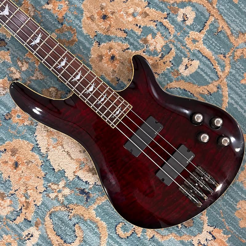Schecter C-4 Deluxe Active 4-String Bass 2010s - Crimson Red Burst image 1