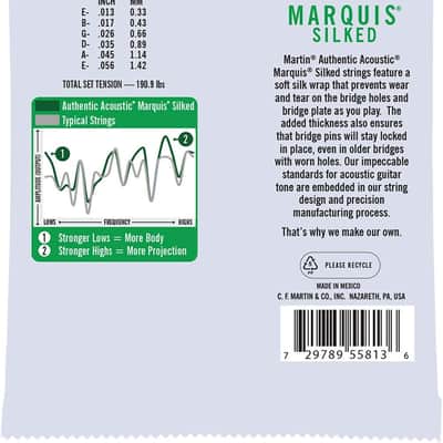 Martin Authentic Acoustic® Marquis® Silked Guitar Strings – Phosphor Bronze, Medium Gauge | Warm, Balanced Tone with Bridge Protection | Silk-Wrapped Ball Ends image 2