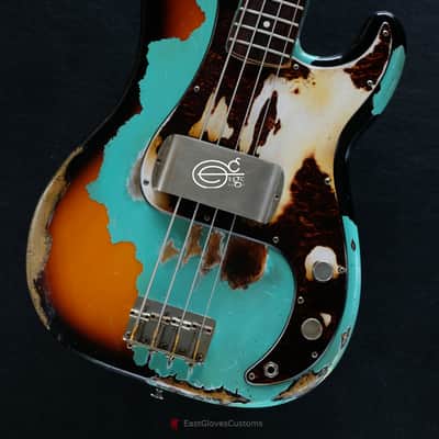 Fender Standard Pricision Bass Seafoam Green on Sunburst Heavy Relic Aged (RARE) image 4