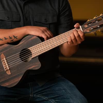 Ortega RGL5EB-CE Mini Travel Series Ebony Top Mahogany Neck 1/8 Size 6-String Acoustic-Electric Guitarlele image 13