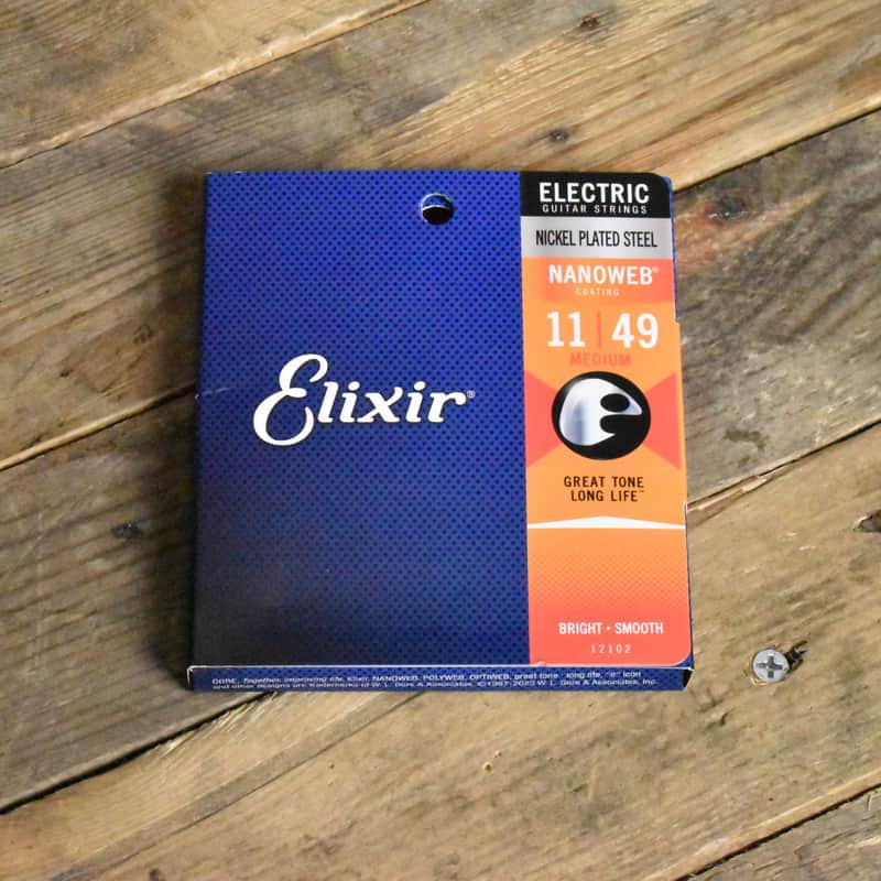 Elixir 12102 Nanoweb Coated Nickel Plated Electric Guitar Strings Medium 11-49 image 1