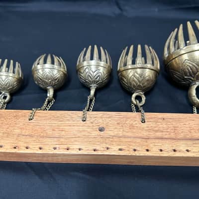 Dobani ELPB 5-Piece Elephant Bells on Rack, Solid Brass, Graduated from 1.5"-3" image 5