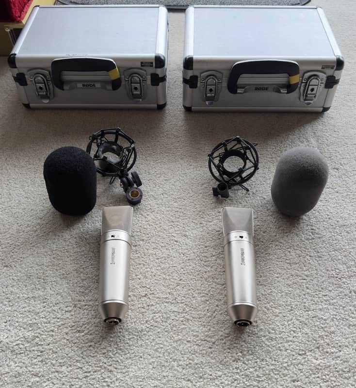 PAIR of RODE NT2 Large Diaphragm FET Condenser Microphone 1990s - Nickel image 1