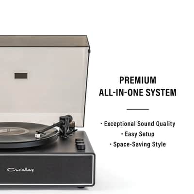 Crosley CR6046A Stave Bluetooth Turntable with Built-in Speakers, Black-NEW image 2