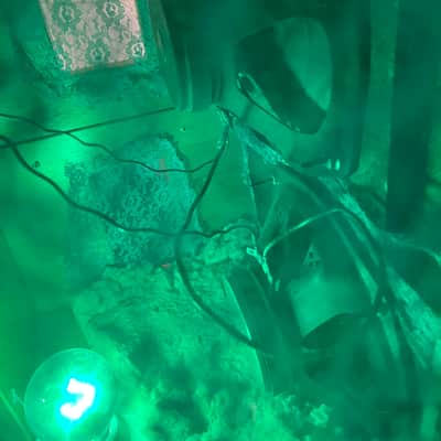 Rotary Connection 2x8 portable light up guitar speaker cabinet. Semi Open. 8 ohms/50watts. Vintage speakers and style/sound. Cuts in half for travel. Utah/pyle speakers. 2026 - Blonde/Green image 8