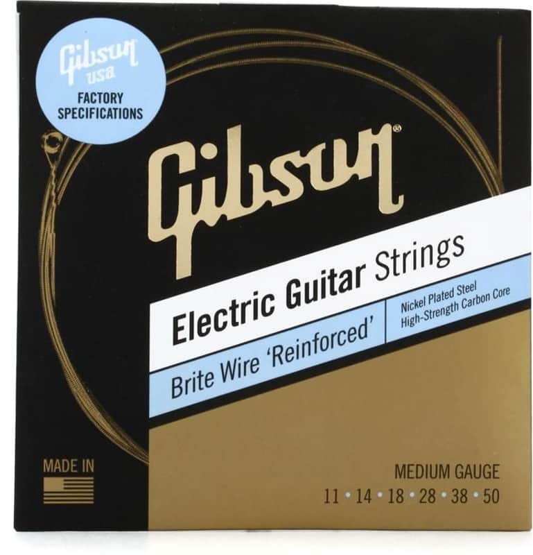 Gibson Accessories Brite Wire 'Reinforced' Electric Guitar Strings -.010 - .046 Light 0.010-0.046 Light Gauge Electric Guitar Strings, Nickel Wound image 1