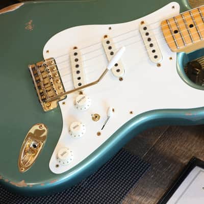 2021 Fender Custom Shop 1956 Reissue Stratocaster Electric Guitar Relic Sherwood Green Metallic + COA OHSC image 6