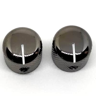 2 Telecaster cosmo black white line Metal Dome Knobs for 1/4 (6,35mm) SolidShaft image 2