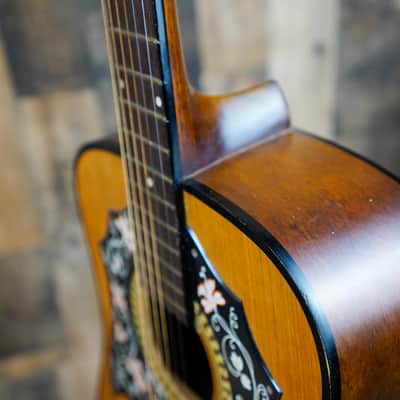 Kay Model 440 Acoustic Guitar 1970s Natural Floral Pickguard Vintage w/ Bag image 19