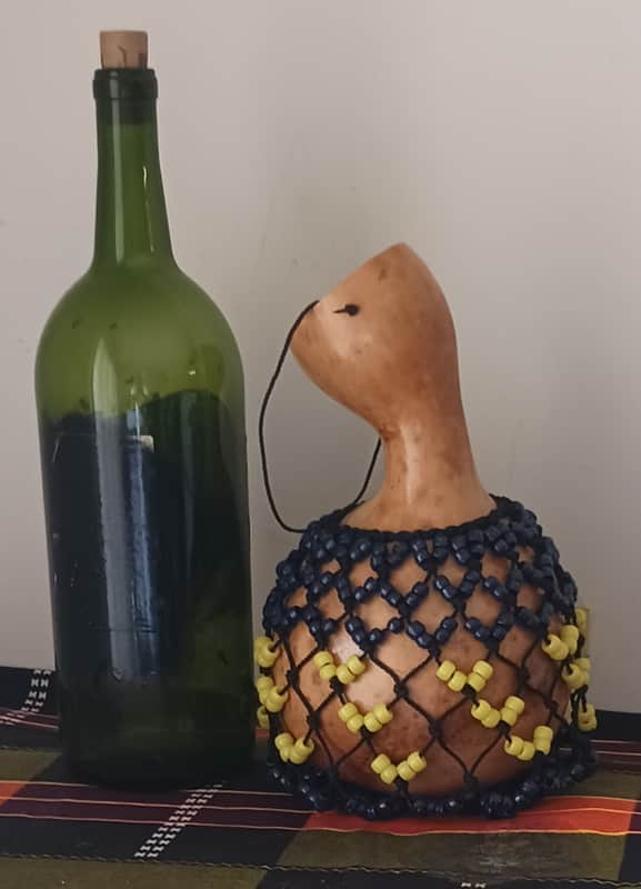 Sekere, Yoruba beaded gourd rattle, shekere, sakara image 1