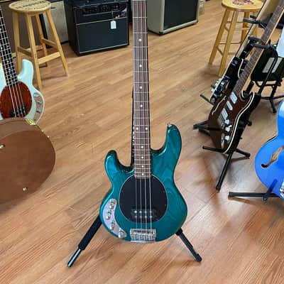 Music Man Stingray 4 string bass LEFT handed 1998 Teal image 9