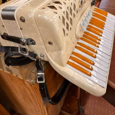Vintage Universal 120-Bass Piano Accordion - Amber Glitter Keys - Made in Italy image 5