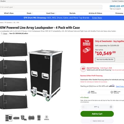 JBL SRX906LA 880W Powered Line Array Loudspeaker - 4 Pack with Case image 3