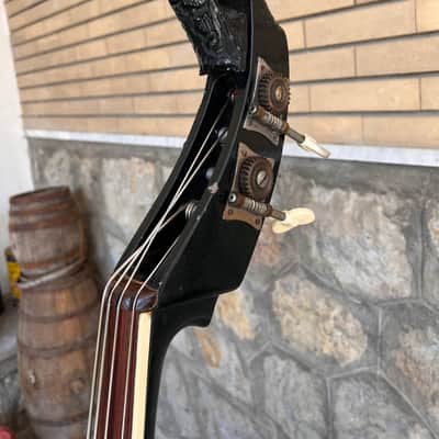 Ultra-Rare 1960 Wandré Naika Double Bass – Made in Italy – Black w/ Carved Lion Headstock & Aluminum Hardware with Hard Case image 5