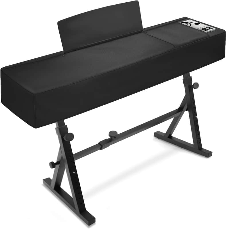 88 Keys Digital Piano Dust Cover with Music Stand Opening and Pockets - Waterproof Leatherette Electronic Keyboard Cover Fits for Most Piano(Black) image 1