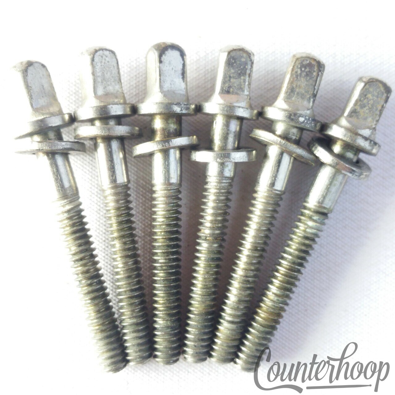 Leedy 10-24 Thin 6x 1 1/2"Tension T-Rods Snare/Tom Drum Vintage 20s Nickel USA — main photograph