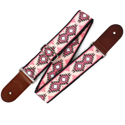 Walker & Williams H-35 Vintage Series Pink & White Southwest Diamond Design With Thick Leather Ends image 2