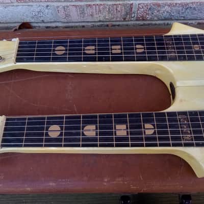 Vintage 1950 Oahu Iolana Double Neck Six String Lap Steel Guitar w/ Original Geib Hardshell Case! Kluson Keys, Valco-Built! image 5