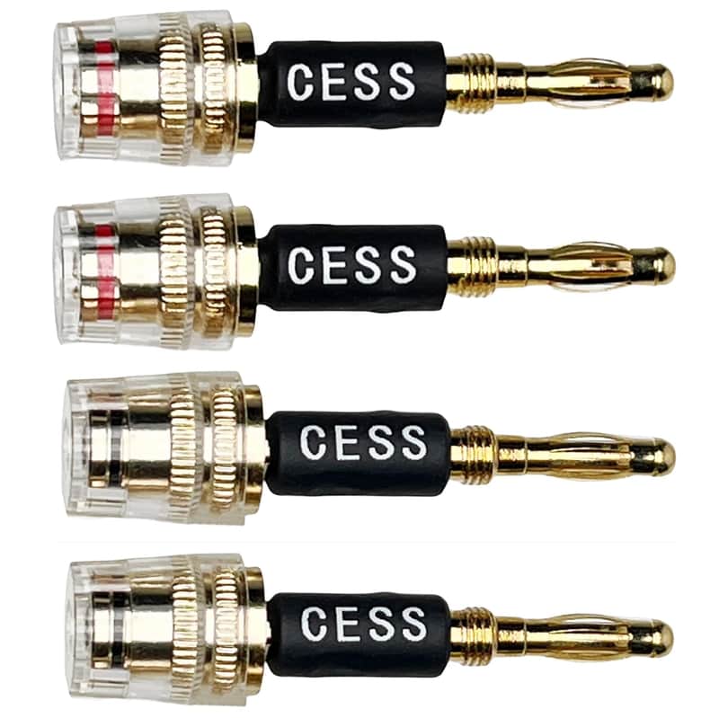 Banana Plug Connect to Spade Fork Plug Speaker Cable Adapter, 4 Pack image 1