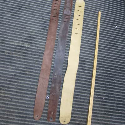 3 Vintage Leather Guitar Straps, Standard Size, One labeled Ernie Ball, Good Condition Leather Guitar Straps - Leather image 2
