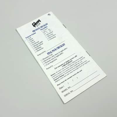 Gibson USA “Only A Gibson Is Good Enough” Warranty Hang Tag / Paperwork 1990s image 5